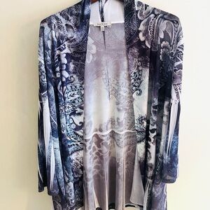 Jess & Jane Women’s Sz 2X Open Cardigan Boho Floral Paisley Lightweight